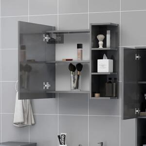 Dulap de baie cu oglindă, gri extralucios, 62,5x20,5x64 cm, PAL