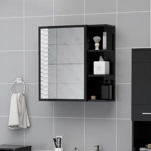 Dulap de baie cu oglindă negru extralucios 62,5x20,5x64 cm PAL