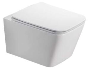 Set vas wc rimless suspendat, dreptunghiular, capac softclose inclus, alb lucios, Foglia Safari