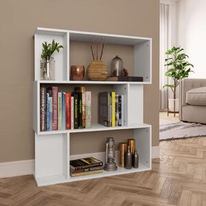 Bibliotecă/Separator cameră, alb, 80x24x96 cm, lemn prelucrat