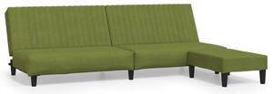 Canapea extensibilă cu taburet, 2 locuri, verde deschis catifea
