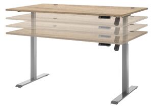 Masa de birou din pal si metal, cu reglaj electric pe inaltime Prato Stejar Sonoma, L160xl77xH72-120 cm