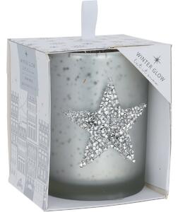 Lumânare decorativă Star, de Crăciun, 8 x 10 cm, argintiu