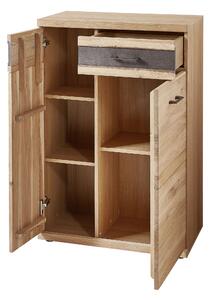 Cabinet hol din furnir si lemn, 2 usi si 1 sertar, Crispin Natur, l71xA39xH105 cm