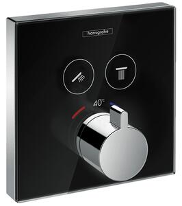 Baterie dus termostatata culoare negru crom Hansgrohe, ShowerSelect Negru lucios/Crom lucios