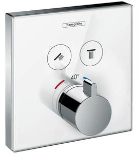 Baterie dus termostatata culoare alb crom Hansgrohe, ShowerSelect Alb Crom