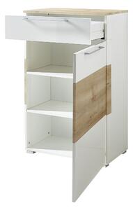 Cabinet hol din MDF, cu 1 usa si 1 sertar, Renos Alb / Fag, l65xA40xH102 cm