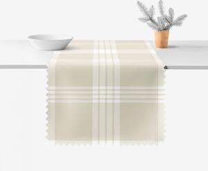 Goldea napron de masă de crăciun impermeabil - carouri albe pe bej 50x140 cm