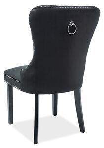Scaun tapitat cu stofa si picioare din lemn, Aubrey Velvet Negru, l56xA65xH98 cm