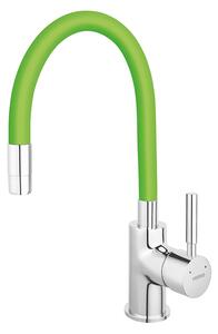 Baterie chiuveta bucatarie cu pipa flexibila verde mat Ferro Zumba Verde mat/Crom lucios