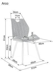 Set masa extensibila din pal Erix Stejar Wotan / Gri + 4 scaune tapitate cu stofa Arben Gri / Negru, L140-180xl85xH76 cm