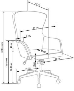 Scaun de birou ergonomic, tapitat cu stofa Dustine Gri Deschis / Negru, l64xA65xH104-115 cm