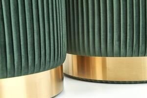 Set 2 taburete tapitate cu stofa si spatiu de depozitare Montagne Velvet Verde inchis / Auriu, Ø44xH36 / Ø38xH31 cm