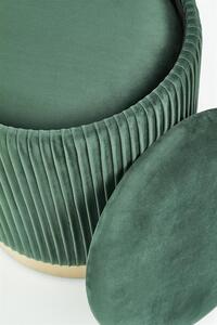 Set 2 taburete tapitate cu stofa si spatiu de depozitare Montagne Velvet Verde inchis / Auriu, Ø44xH36 / Ø38xH31 cm