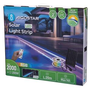 Bandă LED RGB solară dimabilă LED/20W/3,2V 20 m IP65 + telecomandă