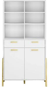 Biblioteca BELLE, PAL laminat, alb, 103×41×197 cm