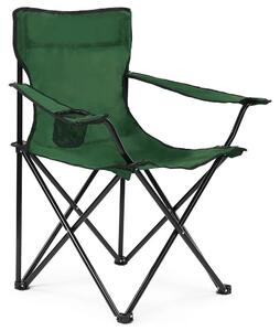 Set 2 scaune camping pliant cu brate, structura metalica, verde
