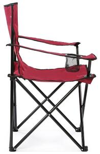 Set 2 scaune camping pliante cu brate, structura metalica, rosu
