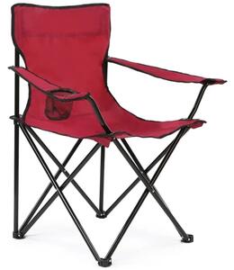 Set 2 scaune camping pliante cu brate, structura metalica, rosu