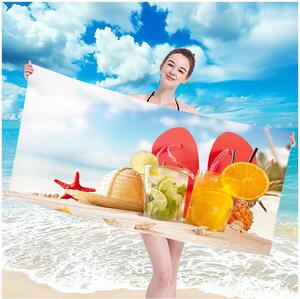 Prosop de plajă cu model băutură de vară, 100 x 180 cm