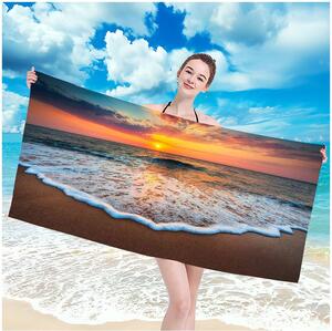 Prosop de plajă cu model de apus de plajă, 100 x 180 cm