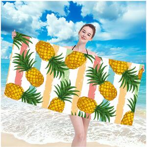 Prosop de plajă cu model de ananas, 100 x 180 cm