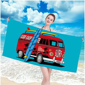 Prosop de plajă cu model de mașină de vacanță, 100 x 180 cm