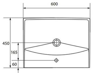Lavoar baie suspendat alb 60 cm, dreptunghiular, Cersanit City 600x450 mm