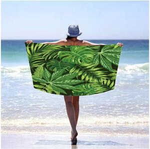 Prosop de plajă cu model de frunze tropicale, 100 x 180 cm