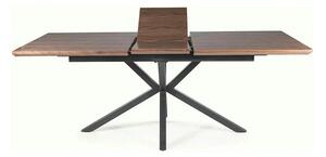 Masa extensibila LOGAN, MDF/furnir/metal, nuc/negru mat, 160-200×90×75 cm