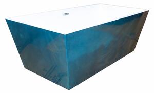 Cada baie freestanding albastra, rectangulara, West Pearly blue, acril,170 x 80 cm Albastru