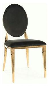Scaun KING, stofă catifelata/metal, negru - Bluvel 19/auriu, 47×43×95 cm