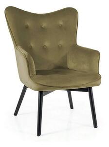 Fotoliu CARMEN, stofă catifelata/metal, verde olive - Bluvel 77, 72×75×99 cm
