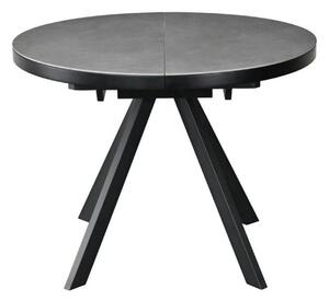 Masa extensibila LIBRA, ceramica/MDF/metal, gri mat cu efect de piatră/negru, 100-130×100×75 cm