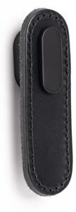 Maner, buton Oblong din piele neagra pentru mobilier, cu ornament finisaj negru mat, L 70 mm