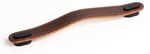 Maner Oblong din piele maro pentru mobilier, cu ornament finisaj negru mat, L 197 mm