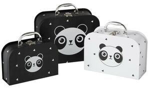 Panda Set 3 cutii depozitare copii, Carton, Negru