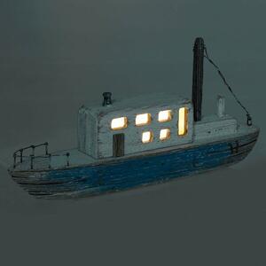 Ship Decoratiune barca cu led, Lemn, Albastru