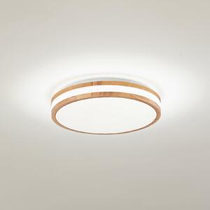 Lindby Plafonieră LED Emiva, Ø 40 cm, lemn deschis, CCT, Lemn, Camera de zi / sufragerie, Lemn, Modern