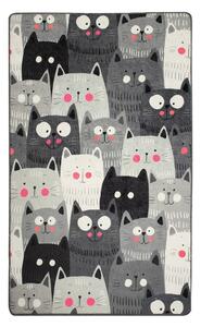 Covor antiderapant pentru copii Conceptum Hypnose Cats, 140 x 190 cm, gri