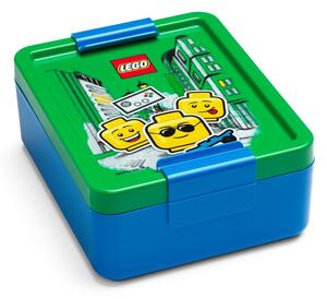 Set caserolă pentru gustări și sticlă LEGO® Iconic, verde - albastru