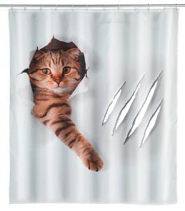 Perdea dus din poliester, Cute Cat Alb, 180 x 200 cm