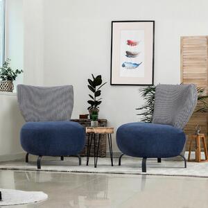 Set scaune cu aripă, Unique Design, 867UNQ1070, Lemn de carpen, Albastru inchis