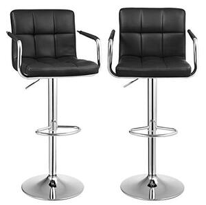 Set 2 scaune de bar, Songmics, Negru, 38x44.5x(95-115) cm