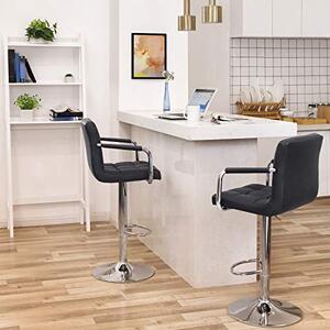Set 2 scaune de bar, Songmics, Negru, 38x44.5x(95-115) cm