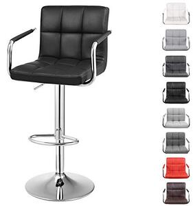 Set 2 scaune de bar, Songmics, Negru, 38x44.5x(95-115) cm