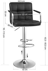 Set 2 scaune de bar, Songmics, Negru, 38x44.5x(95-115) cm