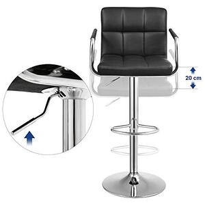 Set 2 scaune de bar, Songmics, Negru, 38x44.5x(95-115) cm