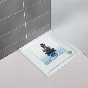 Covoras pentru baie antiderapant, din TPR, Meditation Multicolor, 54 x 54 cm