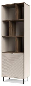 Biblioteca cu rafturi pentru carti EVO, PAL laminat/MDF/metal, casmir/stejar castello, 63.4×40×194.6 cm